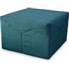 EVERGREENWEB MATERASSI & BEDS EVERGREENWEB - Pouf Letto Singolo con Materasso Waterfoam h 10 cm, Salvaspazio Pieghevole, Puff poggiapiedi, Ottomano, Tessuto Blu Ottanio Sfoderabile e Lavabile, per Camera Cameretta Soggiorno - Iris
