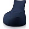 Bepouf - Poltrona a Sacco con Schienale Alto in Ecopelle con Imbottitura in Palline di Polistirolo, Poltrona a Sacco adatta per Camera e Salotto - Dimensione Grande 85x80, Colore Blu Scuro