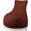 Bepouf - Poltrona a Sacco con Schienale Alto in Ecopelle con Imbottitura in Palline di Polistirolo, Poltrona a Sacco adatta per Camera e Salotto - Dimensione Grande 85x80, Colore Marrone Scuro