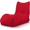 Bepouf - Poltrona Chaise Longue in Poliestere con Imbottitura in Palline di Polistirolo, Poltrona Adatta per Camera, Salotto e Esterni - Dimensione 110x80, Colore Rosso