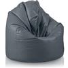 Bepouf - Pouf a Sacco Morbido in Ecopelle con Imbottitura in Palline di Polistirolo, Poltrona a Sacco Adatta per Camera e Salotto - Dimensione Baby 95x55, Colore Grigio