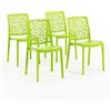 SIEDITI FUORI E DENTRO Sedie in polipropilene con fibra di vetro impilabili per interno, cucina o sala da pranzo, per esterno e giardino, sedie da bar e ristorante, design moderno - Anna (4 Sedie, Verde lime)