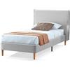 EVERGREENWEB MATERASSI & BEDS EVERGREENWEB - Letto Singolo con Materasso 80x200 alto 20 cm in Waterfoam Flex, Base Letto 12 Doghe in Legno + Cuscino in Fiocco Memory Foam GRATIS, Elegante Testata Rivestimento Tessuto color Grigio
