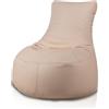 Bepouf - Poltrona a Sacco con Schienale Alto in Ecopelle con Imbottitura in Palline di Polistirolo, Poltrona a Sacco adatta per Camera e Salotto - Dimensione Grande 85x80, Colore Beige