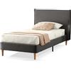 EVERGREENWEB MATERASSI & BEDS EVERGREENWEB - Letto Singolo con Materasso 80x200 alto 20 cm in Waterfoam Flex, Base Letto 12 Doghe in Legno + Cuscino in Fiocco Memory Foam GRATIS, Elegante Testata Rivestimento Tessuto color Tortora