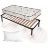 EVERGREENWEB MATERASSI & BEDS EVERGREENWEB Kit Rete e Materasso Singolo 85x195 Aloe Vera Alto 20 cm con Cuscino Memory Foam Gratis Set Letto Materasso Effetto Massaggiante e Rete Singola a Doghe in Legno Ortopedica - Offerta