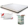 EVERGREENWEB MATERASSI & BEDS Evergreenweb - Materasso Matrimoniale 150x200 alto 20cm a Molle in Acciaio e Waterfoam con COPPIA CUSCINI MEMORY, Ortopedico contro Mal di Schiena RIGIDO EXTRA COMFORT x tutti Letti Reti Fisse OFFERTA