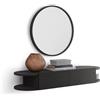 Mobili Fiver, Consolle Sospesa Olivia con 2 cassetti, Nero Frassino, NO, Consolle moderna corridoio, Made in Italy