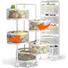 Avilia - Carrello Con Ruote Portatutto Richiudibile Multiuso con Cestelli Capienti e Struttura Salvaspazio per Cucina Bagno e Ufficio Design Pieghevole con Ruote Frenanti (Bianco Rotondo, 5 Cestelli)