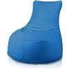 Bepouf - Poltrona a Sacco con Schienale Alto in Ecopelle con Imbottitura in Palline di Polistirolo, Poltrona a Sacco adatta per Camera e Salotto - Dimensione Grande 85x80, Colore Blu