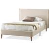 EVERGREENWEB MATERASSI & BEDS EVERGREENWEB - Letto Piazza e Mezzo con Materasso 120x200 alto 20 cm in Waterfoam Flex, Base Letto 12 Doghe in Legno + Cuscino in Fiocco Memory Foam GRATIS, Elegante Testata Rivestimento Tessuto Beige