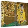 Giallobus - Quadri Grande Formato XXL - Gustav Klimt - Artisti Famosi - Il Bacio - Tela Canvas - 144x100cm | 2pcs. x 70x100cm - Pronto da Appendere - Quadri Moderni per la casa