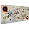 Giallobus - Quadri Grande Formato XXL - Vassily Kandinsky - Arte Astratta - Composizione n. 8 - Tela Canvas - 308x140cm | 3pcs. x 100x140cm - Pronto da Appendere - Quadri Moderni per la casa