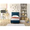 EVERGREENWEB MATERASSI & BEDS EVERGREENWEB Letto Singolo con Contenitore 80x195 cm Elegante Struttura Letto Imbottita per Adulti e Ragazzi, Rete a doghe in Legno Inclusa, Moderna Testiera Rivestimento SFODERABILE Tessuto Blu ARLES