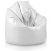 Bepouf - Pouf a Sacco Morbido in Ecopelle con Imbottitura in Palline di Polistirolo, Poltrona a Sacco Adatta per Camera e Salotto - Dimensione Mega 135x85, Colore Bianco