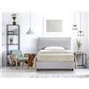 EVERGREENWEB MATERASSI & BEDS EVERGREENWEB Letto con Contenitore con Materasso 1 Piazza e Mezza e Rete Doghe in Legno + Cuscino Memory, Testiera in Tessuto Sfoderabile color Ghiaccio, Stile Moderno ideale per Camera da Letto ALEXA