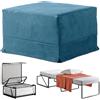 EVERGREENWEB MATERASSI & BEDS EVERGREENWEB - Pouf Letto Singolo con Materasso in WaterFoam Alto 10 cm Salvaspazio Pieghevole per Camera, Cameretta o Soggiorno, Pouf poggiapiedi, Ottomano, Tessuto Sfoderabile e Lavabile - Blu