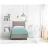 EVERGREENWEB MATERASSI & BEDS EVERGREENWEB Letto Singolo con Contenitore 80x195 cm, Elegante Struttura Letto Imbottita per Adulti e Ragazzi, Rete a doghe in Legno Inclusa, Moderna Testiera Rivestimento SFODERABILE Tortora