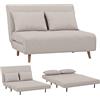 EVERGREENWEB MATERASSI & BEDS EVERGREENWEB Poltrona Letto 1 Piazza e Mezzo con Cuscino Imbottito, Tessuto Beige, Divano 2 Posti Salvaspazio Pieghevole, Pouf Poggiapiedi, Comodo Schienale Regolabile Clic Clac, Gambe in Legno, FOLDY