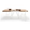 Mobili Fiver, Tavolo Allungabile Romina 140(220) x90 cm, Rovere Rustico con Gambe in Ferro Bianche, per 6-10 persone, Tavolo Cucina, Soggiorno, Made in Italy