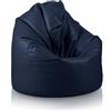 Bepouf - Pouf a Sacco Morbido in Ecopelle con Imbottitura in Palline di Polistirolo, Poltrona a Sacco Adatta per Camera e Salotto - Dimensione Mega 135x85, Colore Blu Scuro