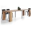 Mobili Fiver, Tavolo Consolle Allungabile con Porta Allunghe Evolution, 45(305) x90, Rovere Rustico, fino a 12 posti, Consolle da Corridoio, Ingresso, Soggiorno, Made in Italy