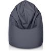 Bepouf - Pouf a Sacco Morbido in Poliestere con Imbottitura in Palline di Polistirolo, Poltrona a Sacco Adatta per Camera e Salotto - Dimensione Giga 140x100, Colore Grigio