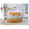EVERGREENWEB MATERASSI & BEDS EVERGREENWEB Letto Matrimoniale con Contenitore 160x195 cm, Elegante Struttura Letto Imbottita, Rete a doghe in Legno Inclusa, Moderna Testiera Rivestimento SFODERABILE Tessuto Ocra, Modello ARLES