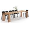 Mobili Fiver, Tavolo Consolle Allungabile con porta prolunghe Easy, 45(305) x 90 cm, Rovere Rustico, fino a 12 posti, Consolle da Ingresso, Soggiorno, Made in Italy