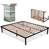 EVERGREENWEB MATERASSI & BEDS EVERGREENWEB - Rete Letto Matrimoniale 160x200 a Doghe in Legno Ortopedica con 6 Piedi Smontabili, Struttura portante Rinforzata in Ferro, Pieghevole Salvaspazio Base da Incasso per Letti e Materassi