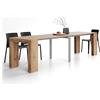 Mobili Fiver, Tavolo Consolle Allungabile Evolution, 45(305) x80, Rovere Rustico, fino a 12 posti, Consolle da Corridoio, Ingresso, Soggiorno, Made in Italy