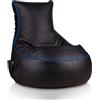 Bepouf Poltrona Sacco Puf Pouf Con Schienale Alto Ecopelle Pieno (Gaming Nero Blu, L)