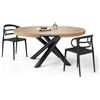Mobili Fiver, Tavolo Allungabile Rotondo Emma, 120-160 cm, Rovere Rustico con gambe Incrociate Nere, per 4-6 persone, Tavolo Cucina, Soggiorno, Made in Italy