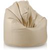Bepouf - Pouf a Sacco Morbido in Ecopelle con Imbottitura in Palline di Polistirolo, Poltrona a Sacco Adatta per Camera e Salotto - Dimensione Mega 135x85, Colore Beige