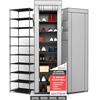 VertiCase Scarpiera Slim Salvaspazio 10 Ripiani in Tessuto Impermeabile Grigia 45x175x28cm - Scaffale Scarpe Verticale con Copertura Antipolvere - per Scarpe Sportive Tacchi Alti da Interno o Esterno