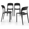 Mobili Fiver, Sedie Amanda, Set da 4, Nero, Polipropilene, Sedie Moderne per Cucina, Giardino, Soggiorno