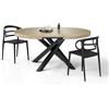 Mobili Fiver, Tavolo Allungabile Rotondo Emma, 120-160 cm, Quercia con gambe Incrociate Nere, per 4-6 persone, Tavolo Cucina, Soggiorno, Made in Italy