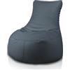 Bepouf Poltrona Sacco Puf Pouf Con Schienale Alto Dimensioni 85x80 Ecopelle Pieno (Grigio, L)