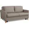 EVERGREENWEB MATERASSI & BEDS EVERGREENWEB - Divano Letto a 2 posti con Materasso 140x190, Sofà Soggiorno con zampe in legno designo Moderno e 2 Cusini in omaggio, Tortora | Malion (Tortora)