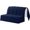 EVERGREENWEB MATERASSI & BEDS EVERGREENWEB Copridivano per Divano Letto Piazza e Mezza 2 Posti largo 120 cm senza Braccioli, Rivestimento Letto Estraibile Pieghevole Sfoderabile con Zip, Fodera in Tessuto Blu Trapuntato Lavabile