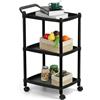 Avilia Carrello Portavivande da Cucina con 3 Ripiani e Ruote - 46x33x74 cm, Carrello Cucina Nero - Manico Ergonomico, Struttura in Polipropilene Resistente - Ideale per Cucina, Bagno e Ufficio