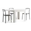Mobili Fiver, Tavolo Quadrato Allungabile a libro Eldorado, 90x(180) x90 cm, Bianco Frassino, per 4-8 persone, Tavolo Cucina, Made in Italy