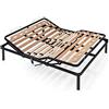 EVERGREENWEB MATERASSI & BEDS EVERGREENWEB - Migliore Rete Matrimoniale ELETTRICA 140x200 cm a Doghe in Legno Alzata Pieghevole MOTORIZZATA con Doppia Struttura in Ferro + 4 Gambe Smontabili, Base da Incasso per Letti e Materassi