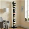 Flo.mar - Libreria a Colonna con 14 Ripiani 20x15cm - Libreria Verticale a Colonna da Terra con Base in Metallo 35x35 cm - Stretta e Alta 214 cm - Nero
