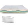 EVERGREENWEB MATERASSI & BEDS EVERGREENWEB - Materasso Matrimoniale 160x200 in MEMORY FOAM Alto 20cm Ortopedico con DISPOSITIVO MEDICO, Lastra Waterfoam AIR 7 Zone Lato Estivo Invernale Tessuto Sfoderabile + 2 Cuscini Letto GRATIS