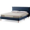 EVERGREENWEB MATERASSI & BEDS EVERGREENWEB - Letto 1 Piazza e Mezza con Materasso 120x200 alto 20 cm in Memory Foam, Base Letto 12 Doghe in Legno + Cuscino in Fiocco Memory GRATIS Elegante Testata Rivestimento Tessuto colore Blu
