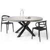 Mobili Fiver, Tavolo Allungabile Rotondo Emma, 120-160 cm, Grigio Cemento con gambe Incrociate Nere, per 4-6 persone, Tavolo Cucina, Soggiorno, Made in Italy