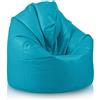 Bepouf - Pouf a Sacco Morbido in Ecopelle con Imbottitura in Palline di Polistirolo, Poltrona a Sacco Adatta per Camera e Salotto - Dimensione Mega 135x85, Colore Turchese