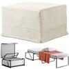EVERGREENWEB MATERASSI & BEDS EVERGREENWEB - Pouf Letto Singolo con Materasso in Water Foam Alto 10 cm Salvaspazio Pieghevole per Camera, Cameretta o Soggiorno, Pouf poggiapiedi, Ottomano, Tessuto Sfoderabile e Lavabile Beige