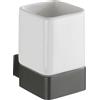 Avilia Bicchiere Portaspazzolini - Contenitore Porta Spazzolini con Supporto da Muro, in Ceramica, 7.3x10.4x10.2cm, Bianco